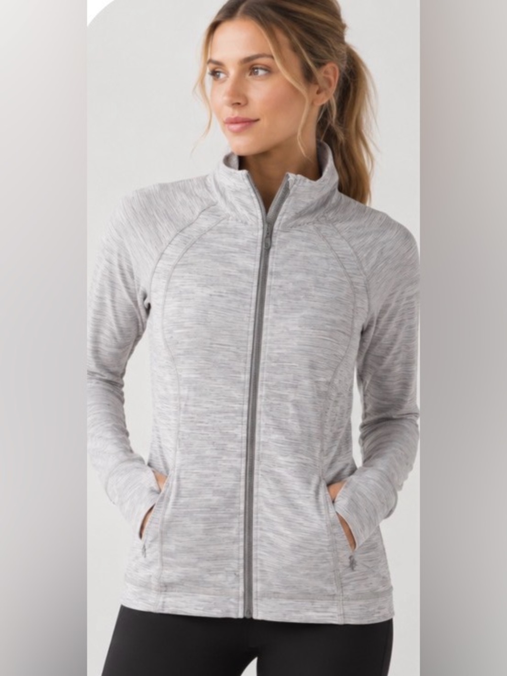lululemon athletica Heathered Light Gray Full-Zip Utility Jacket
